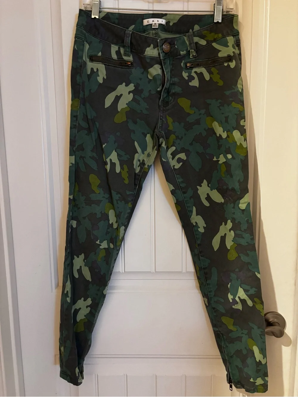 CAbi Green Camo Skinny Pants